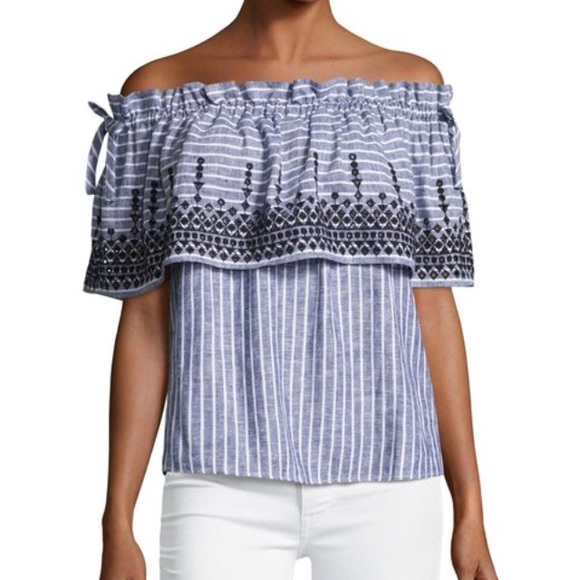 Parker Tops - Parker Cassandra Chambray Off The Shoulder Top